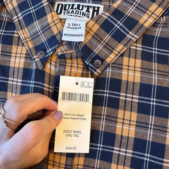 NEW Duluth Trading Co Free Swingin Flannel Relaxed Large Tall - Picture 5 of 9